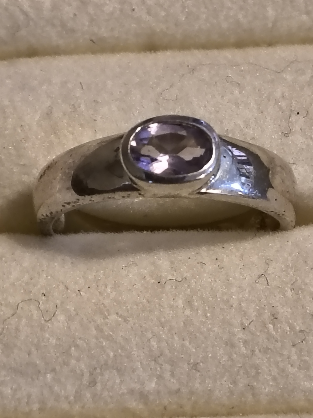 Vintage Sterling Silver & Amethyst Gemstone Ring Size 7 Signed